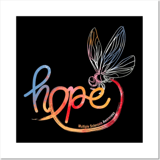 Hope Multiple Sclerosis Awareness Dragonfly Posters and Art